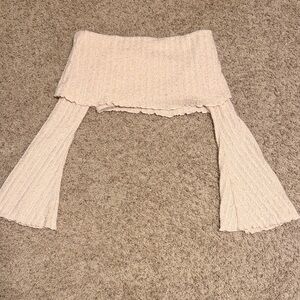 Cream Knit Tube Top with Sleeves Urban Outfitters